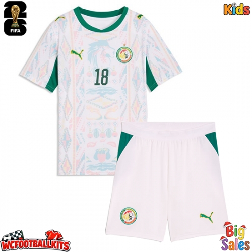 Senegal Ismaila Sarr #18 Replica Home Stadium Kit for Kids World Cup 2026 Short Sleeve (+ pants)